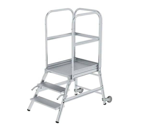 platform stairs, with single sided access, with castors and handles, grooved aluminium platform stairs, with single sided access, with castors and handles, grooved aluminium