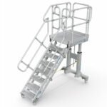 height adjustable mobile access steps with platform