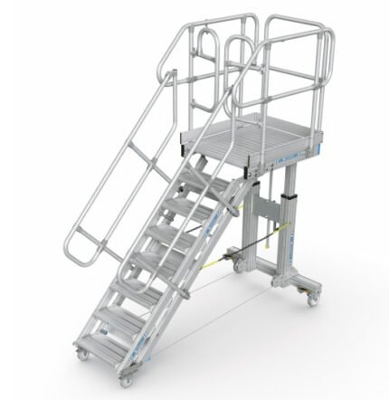 height adjustable mobile access steps with platform