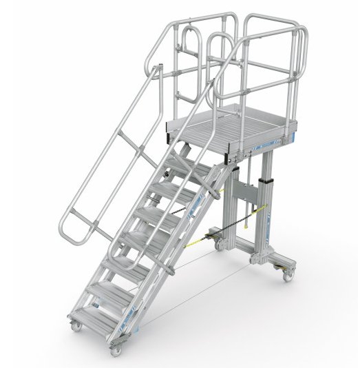 height adjustable mobile access steps with platform